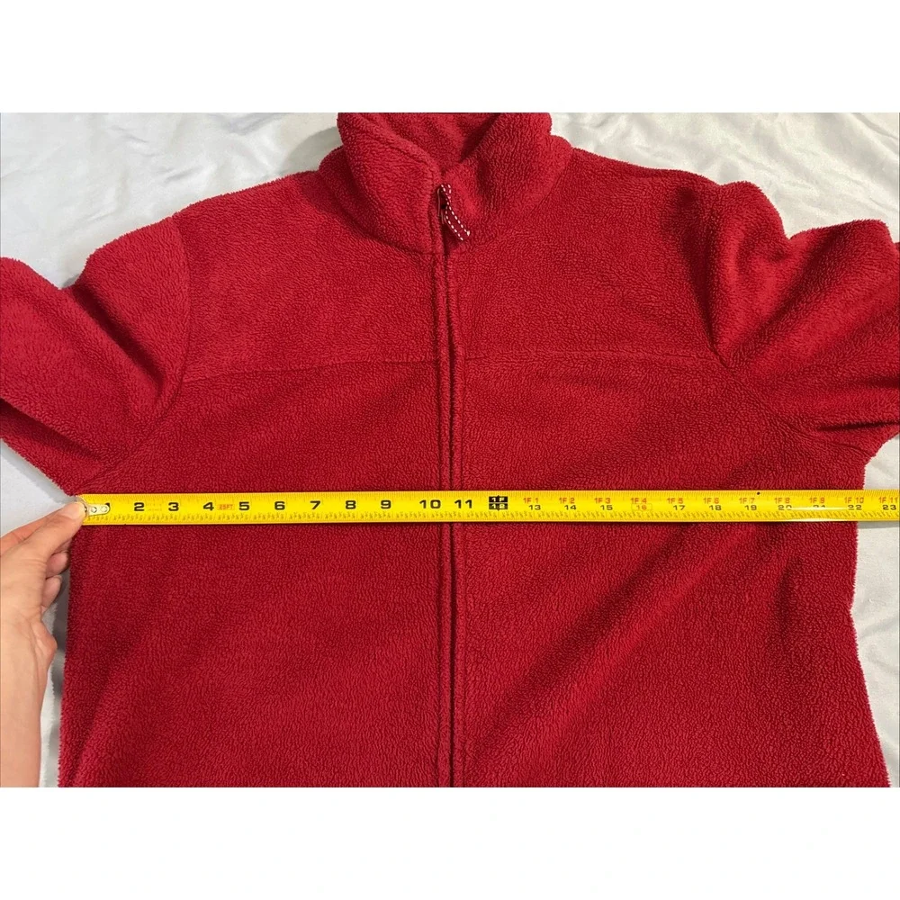 LL Bean Vintage Womens Winter Fleece Zip Up Housecoat Robe Size Med Petite Red